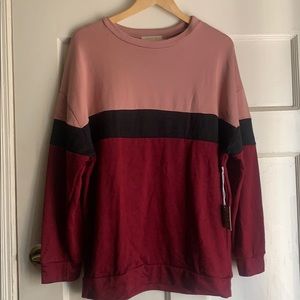 ACTIVE USA Block pattern round neck sweater